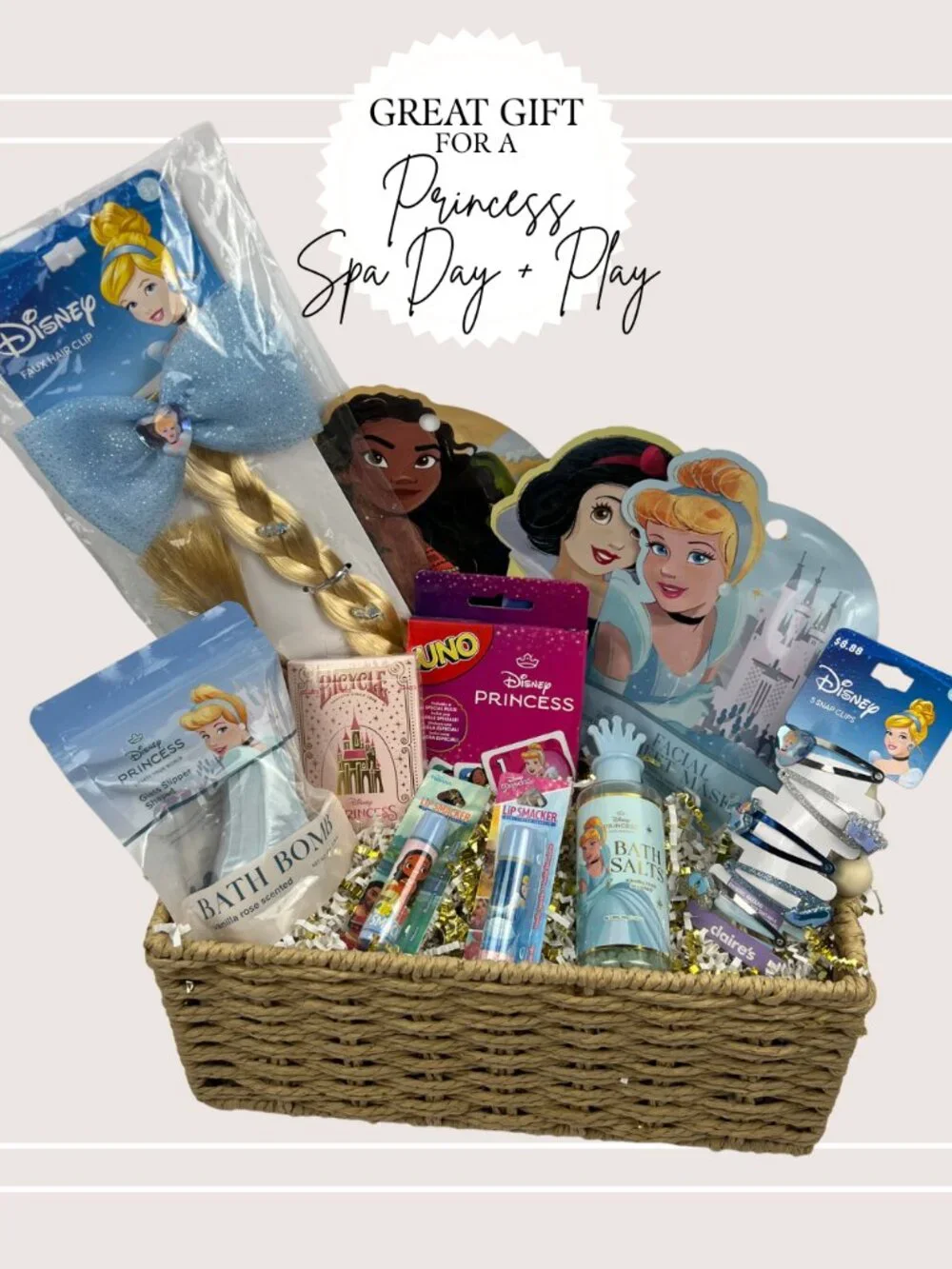 Disney Princess Gift Bundle Cinderella Bath Spa Set UNO Hair Accessories